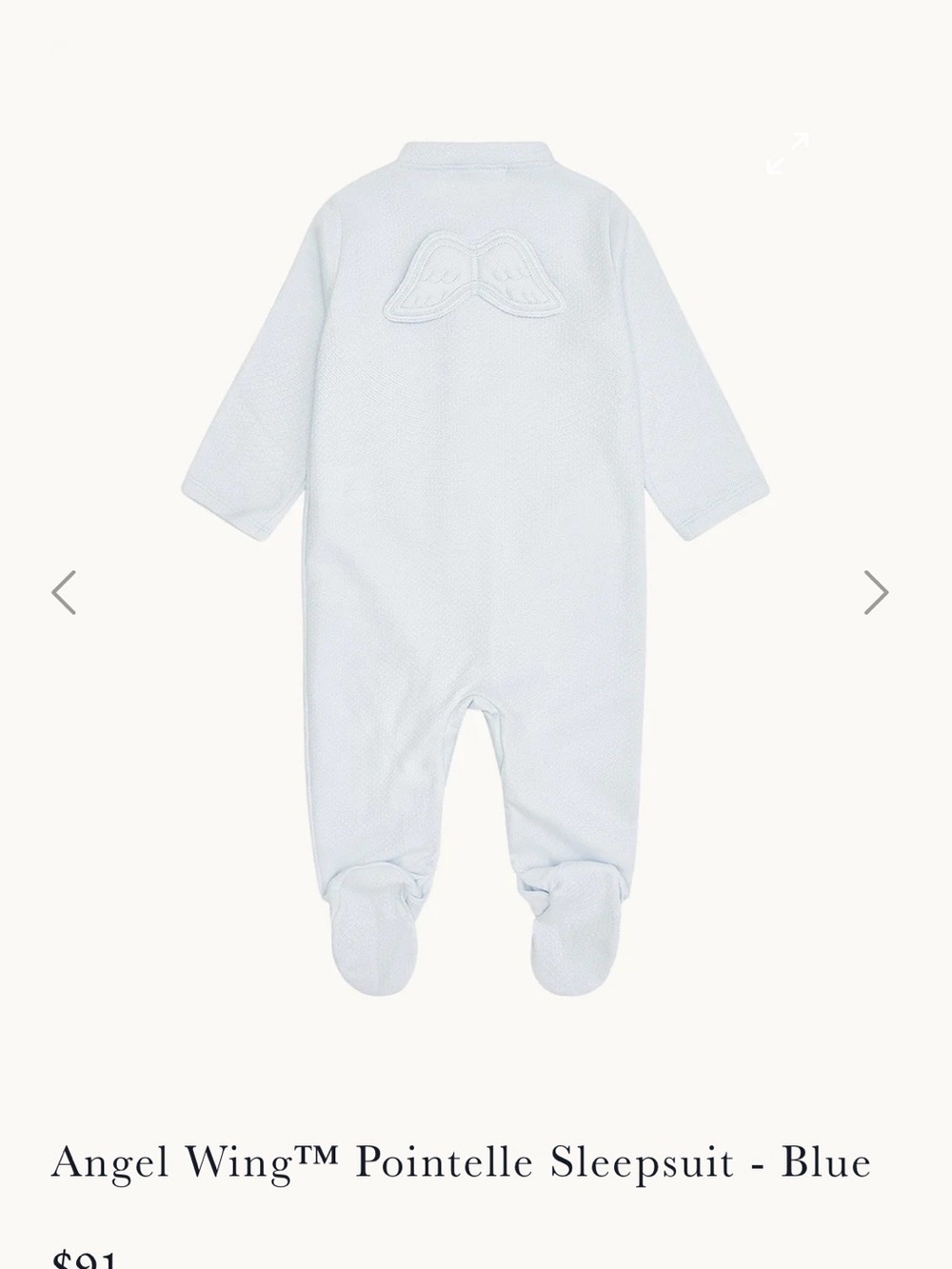 Marie Chantal Angel Wing™ Pointelle Sleepsuit Powder Blue